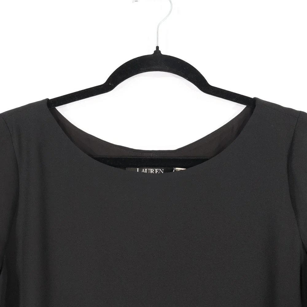 Lauren Ralph Lauren Cape Dress Womens 8 Black Formal Evening $195 NWT